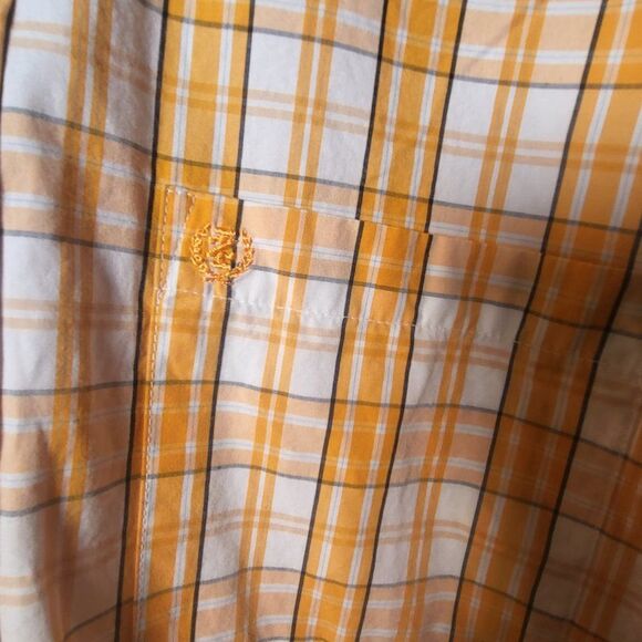 IZOD XL NWOT 100% cotton button down SS  Orange Grey - Picture 2 of 4
